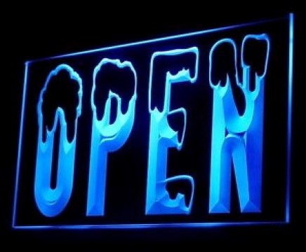 OPEN Icy script wordmark LED Neon Sign